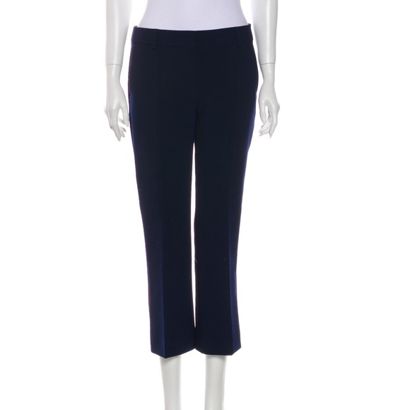NWT Sports Max Navy Pin Tuck Crop Midrise Straight Pants - Picture 1 of 11
